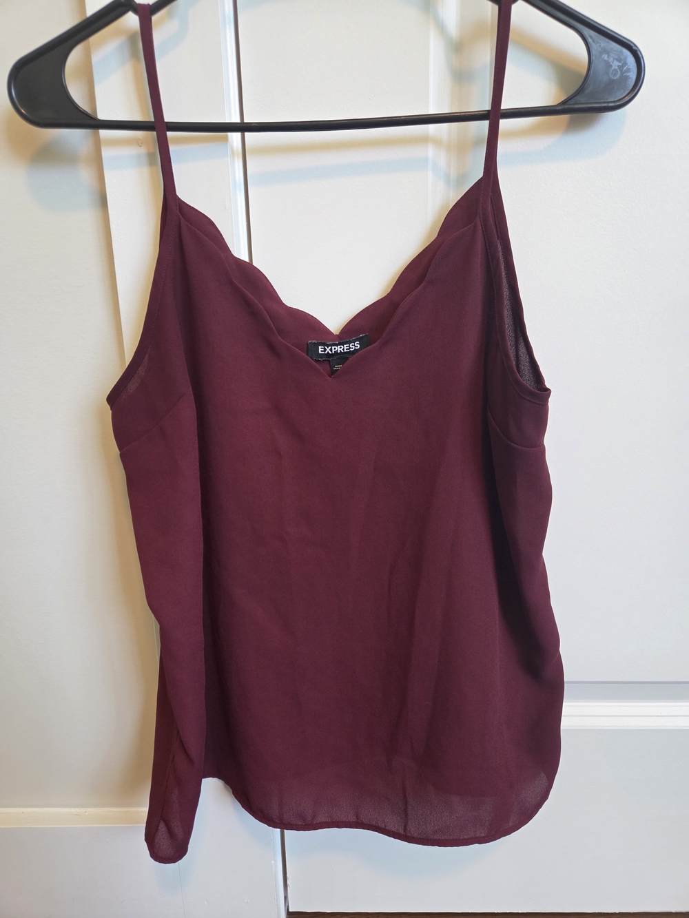 Express Burgundy Scallop V-Neck Cami